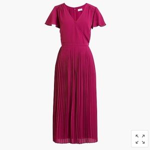 Pleated midi wrap dress
